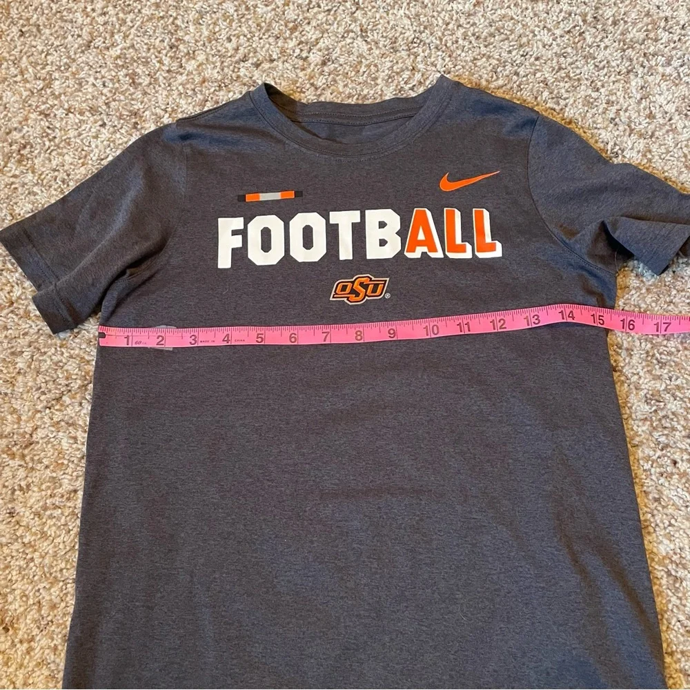 Nike Dri-FIT OSU Football T Shirt Youth Medium Gray Oklahoma State Tee